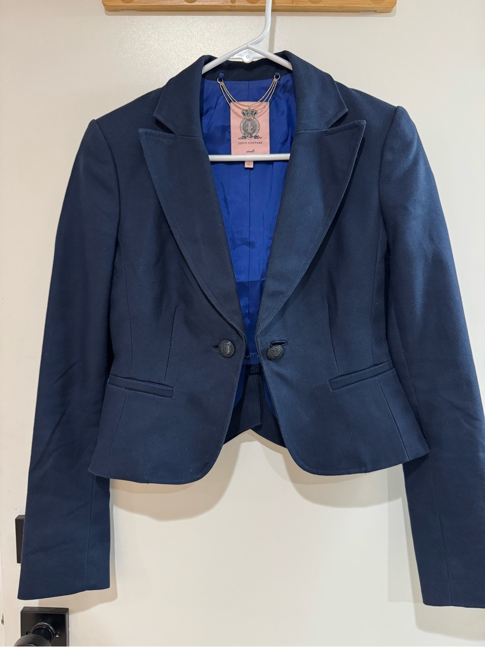 Juicy Couture Navy Cropped Tailored Blazer